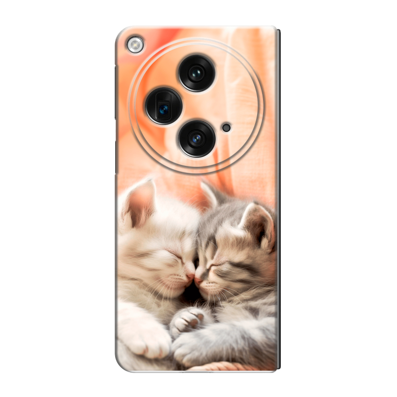 Пластиковый чехол на OPPO Find N3 с принтом Котята Пластиковый чехол на OPPO Find N3 с принтом Котята