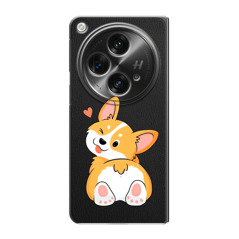 Пластиковый чехол на OPPO Find N3 с принтом Корги Пластиковый чехол на OPPO Find N3 с принтом Корги
