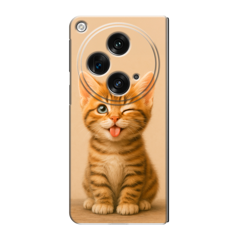 Пластиковый чехол на OPPO Find N3 с принтом котенок Пластиковый чехол на OPPO Find N3 с принтом котенок