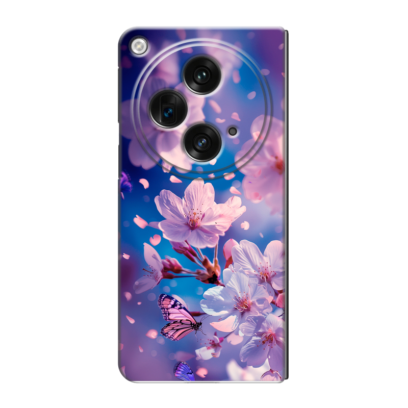 Пластиковый чехол на OPPO Find N3 с принтом цветы бабочки Пластиковый чехол на OPPO Find N3 с принтом цветы бабочки