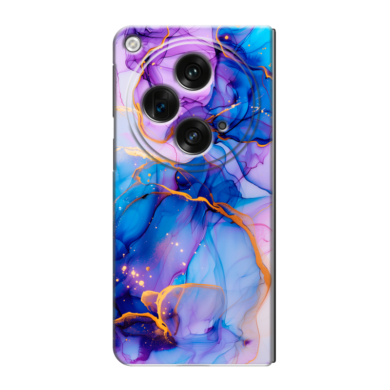 Пластиковый чехол на OPPO Find N3 с принтом синий мрамор Пластиковый чехол на OPPO Find N3 с принтом синий мрамор