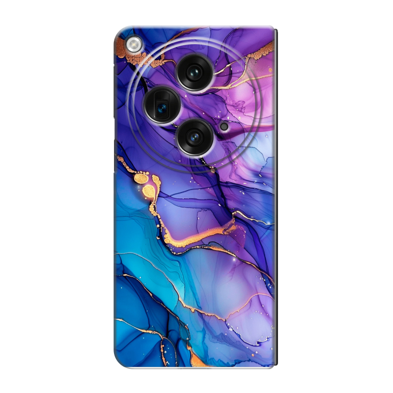 Пластиковый чехол на OPPO Find N3 с принтом синий мрамор Пластиковый чехол на OPPO Find N3 с принтом синий мрамор