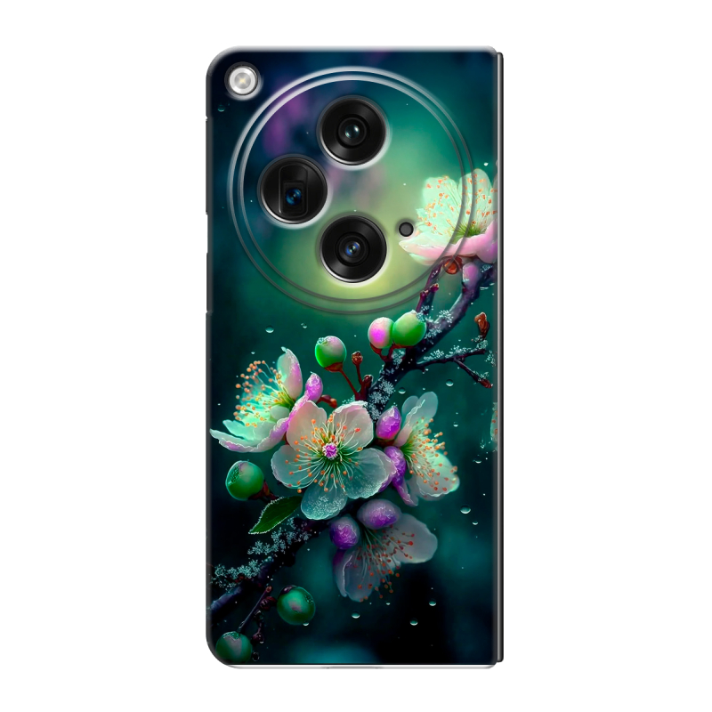 Пластиковый чехол на OPPO Find N3 с принтом Цветы и мрамор Пластиковый чехол на OPPO Find N3 с принтом Цветы и мрамор