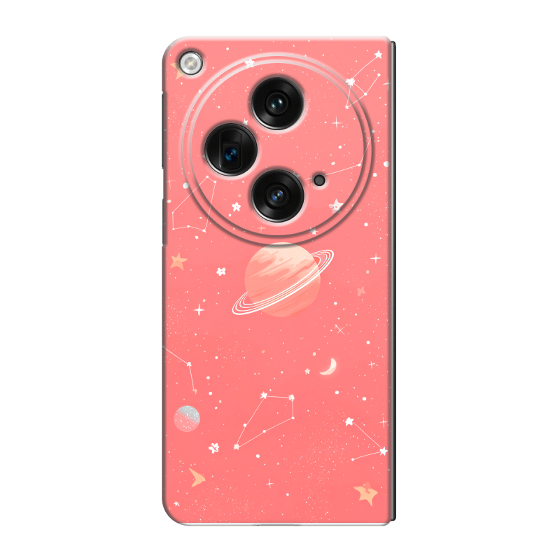 Пластиковый чехол на OPPO Find N3 с принтом Розовый космос Пластиковый чехол на OPPO Find N3 с принтом Розовый космос