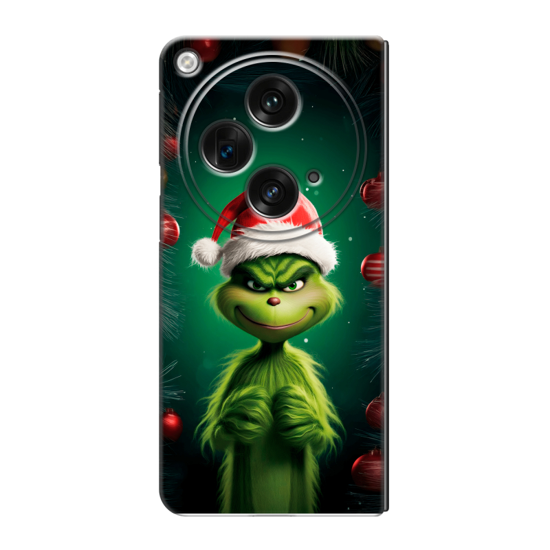 Пластиковый чехол на OPPO Find N3 с принтом Гринч Новый год Рождество Пластиковый чехол на OPPO Find N3 с принтом Гринч Новый год Рождество