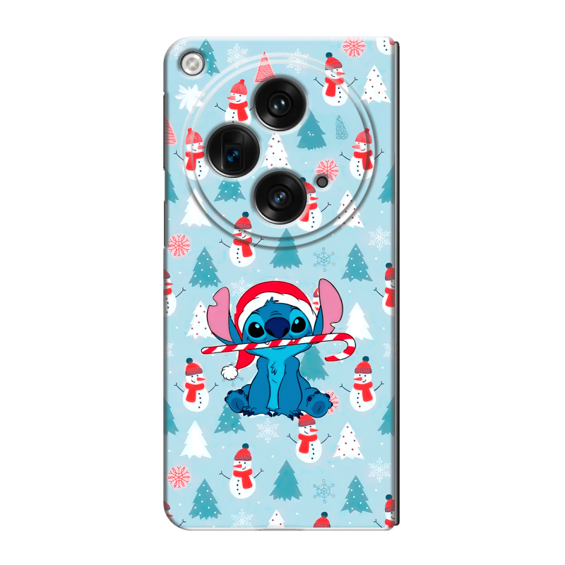 Пластиковый чехол на OPPO Find N3 с принтом Стич Новый год Пластиковый чехол на OPPO Find N3 с принтом Стич Новый год