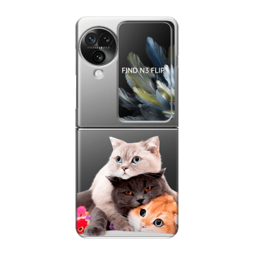 Пластиковый чехол на OPPO Find N3 Flip с принтом Кошки
