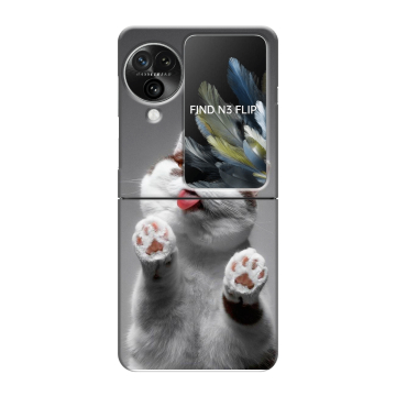Пластиковый чехол на OPPO Find N3 Flip с принтом Коты
