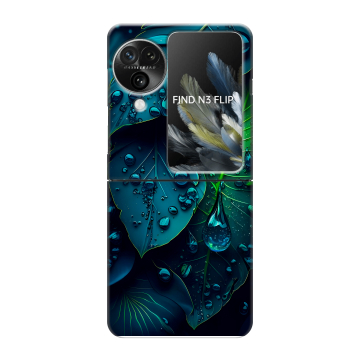 Пластиковый чехол на OPPO Find N3 Flip с принтом Листья