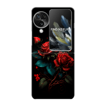 Пластиковый чехол на OPPO Find N3 Flip с принтом Розы красные
