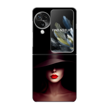 Пластиковый чехол на OPPO Find N3 Flip с принтом Девушка в шляпе