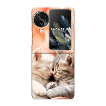 Пластиковый чехол на OPPO Find N3 Flip с принтом Котята