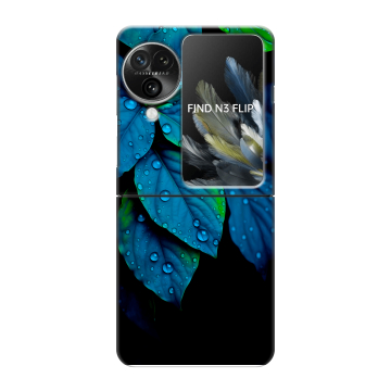 Пластиковый чехол на OPPO Find N3 Flip с принтом Листья и роса