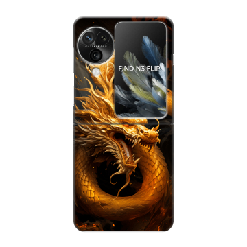 Пластиковый чехол на OPPO Find N3 Flip с принтом Золотой дракон