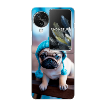 Пластиковый чехол на OPPO Find N3 Flip с принтом Мопс в шапке