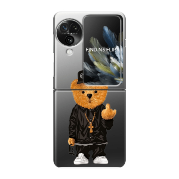 Пластиковый чехол на OPPO Find N3 Flip с принтом Мишка