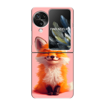 Пластиковый чехол на OPPO Find N3 Flip с принтом милая лиса