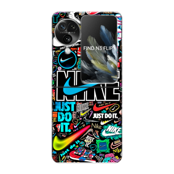 Пластиковый чехол на OPPO Find N3 Flip с принтом найк nike черный Пластиковый чехол на OPPO Find N3 Flip с принтом найк nike черный