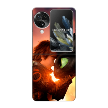 Пластиковый чехол на OPPO Find N3 Flip с принтом Как приручить дракона