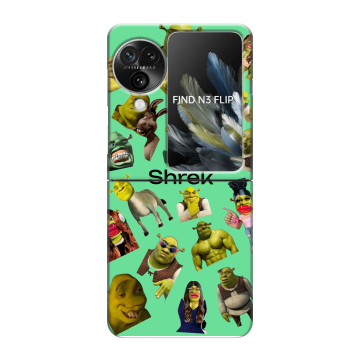 Пластиковый чехол на OPPO Find N3 Flip с принтом Шрек Shrek