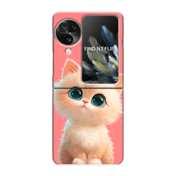 Пластиковый чехол на OPPO Find N3 Flip с принтом Розовый котенок