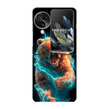 Пластиковый чехол на OPPO Find N3 Flip с принтом Медведь