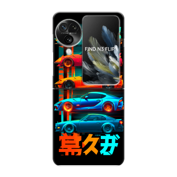 Пластиковый чехол на OPPO Find N3 Flip с принтом машины тачки