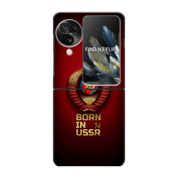 Пластиковый чехол на OPPO Find N3 Flip с принтом Флаг Герб СССР