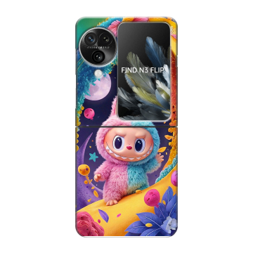 Пластиковый чехол на OPPO Find N3 Flip с принтом Labubu Лабубу
