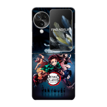 Пластиковый чехол на OPPO Find N3 Flip с принтом Demon Slayer Клинок рассекающий демонов