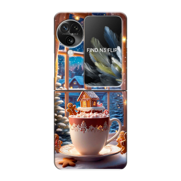 Пластиковый чехол на OPPO Find N3 Flip с принтом Новый год