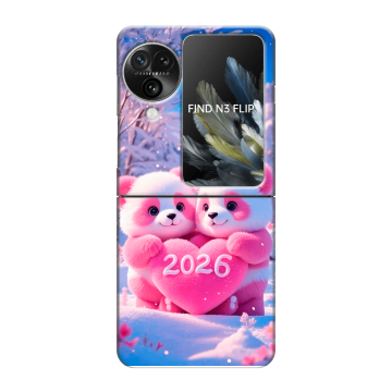 Пластиковый чехол на OPPO Find N3 Flip с принтом Новый год