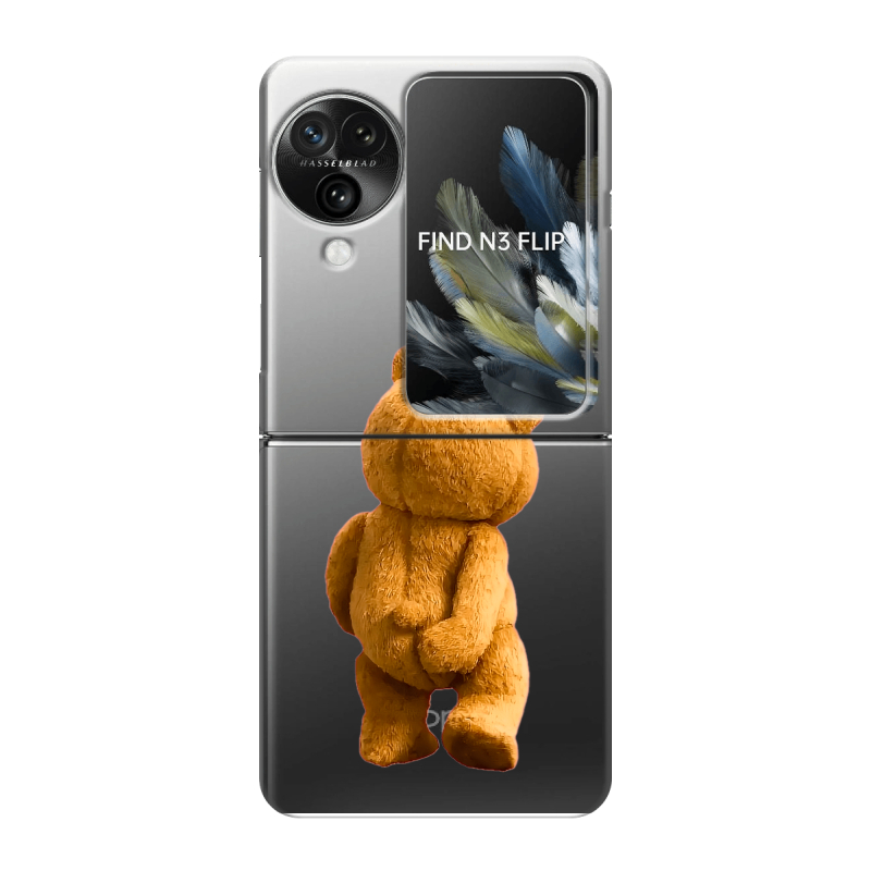 Пластиковый чехол на OPPO Find N3 Flip с принтом Медведь Пластиковый чехол на OPPO Find N3 Flip с принтом Медведь