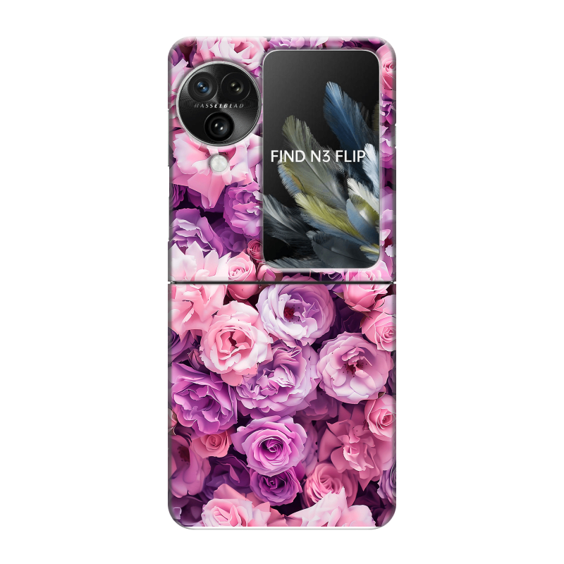 Пластиковый чехол на OPPO Find N3 Flip с принтом лавандовые розы Пластиковый чехол на OPPO Find N3 Flip с принтом лавандовые розы
