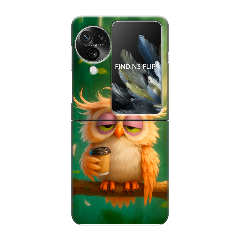 Пластиковый чехол на OPPO Find N3 Flip с принтом сова Пластиковый чехол на OPPO Find N3 Flip с принтом сова