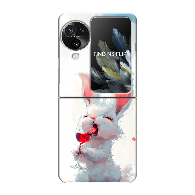 Пластиковый чехол на OPPO Find N3 Flip с принтом кролик зайчик Пластиковый чехол на OPPO Find N3 Flip с принтом кролик зайчик