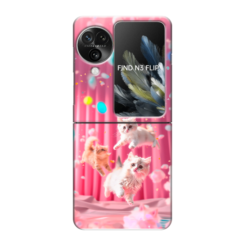 Пластиковый чехол на OPPO Find N3 Flip с принтом милые котики Пластиковый чехол на OPPO Find N3 Flip с принтом милые котики