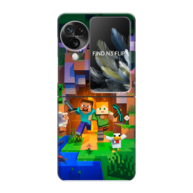 Пластиковый чехол на OPPO Find N3 Flip с принтом Майнкрафт Minecraft Пластиковый чехол на OPPO Find N3 Flip с принтом Майнкрафт Minecraft