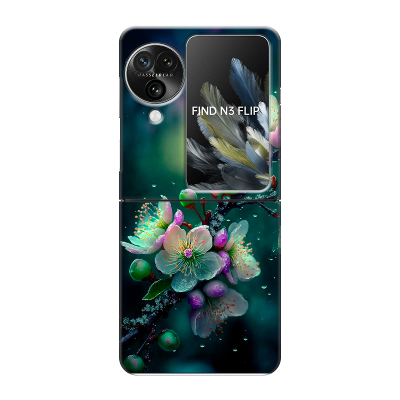 Пластиковый чехол на OPPO Find N3 Flip с принтом Цветы и мрамор Пластиковый чехол на OPPO Find N3 Flip с принтом Цветы и мрамор
