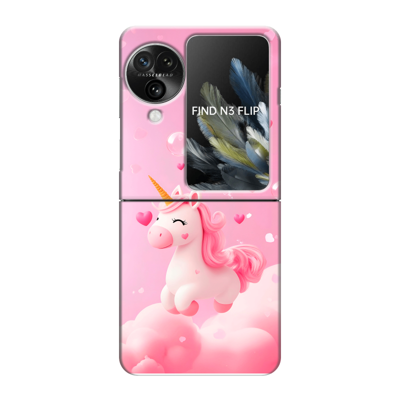 Пластиковый чехол на OPPO Find N3 Flip с принтом Единорог Пластиковый чехол на OPPO Find N3 Flip с принтом Единорог