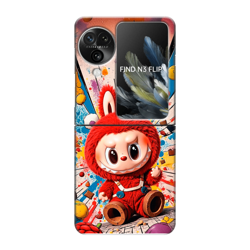 Пластиковый чехол на OPPO Find N3 Flip с принтом Labubu Лабубу Пластиковый чехол на OPPO Find N3 Flip с принтом Labubu Лабубу