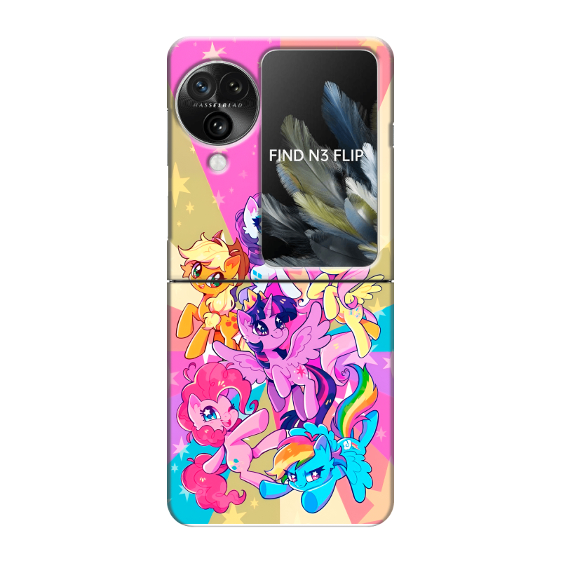 Пластиковый чехол на OPPO Find N3 Flip с принтом My little pony Дружба чудо Пластиковый чехол на OPPO Find N3 Flip с принтом My little pony Дружба чудо