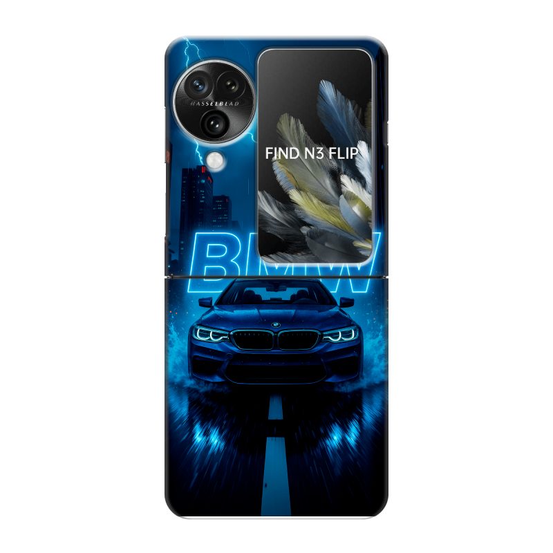 Пластиковый чехол на OPPO Find N3 Flip с принтом BMW БМВ Пластиковый чехол на OPPO Find N3 Flip с принтом BMW БМВ