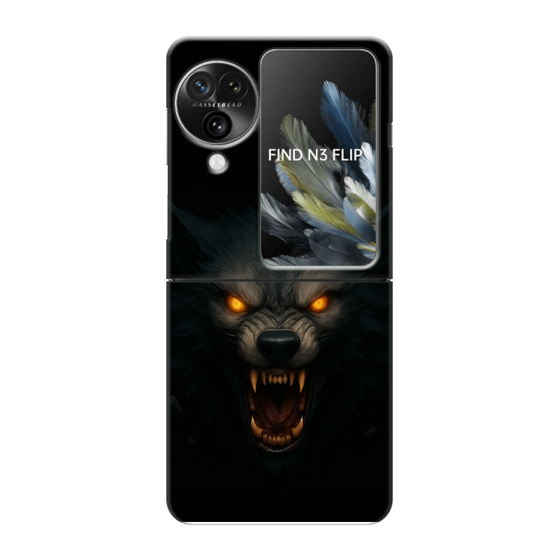 Пластиковый чехол на OPPO Find N3 Flip с принтом Волк Пластиковый чехол на OPPO Find N3 Flip с принтом Волк