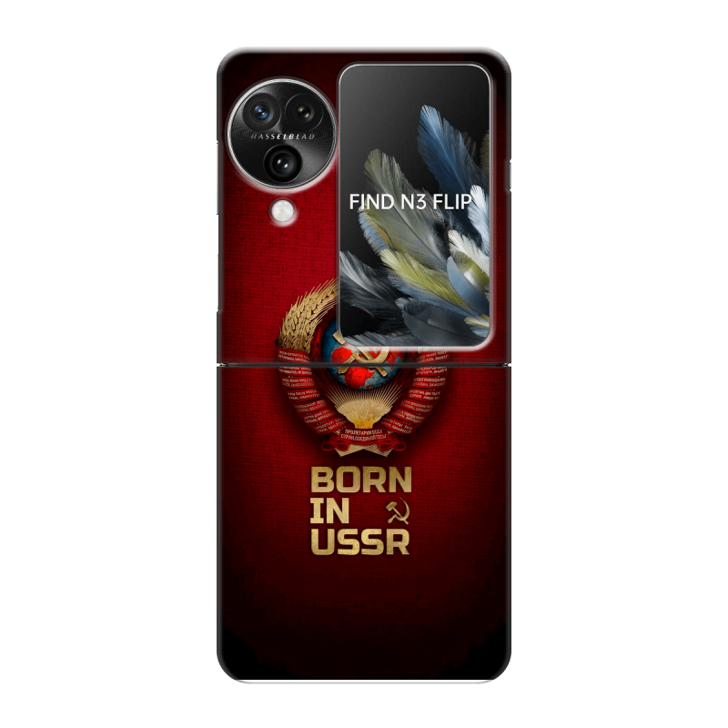 Пластиковый чехол на OPPO Find N3 Flip с принтом Флаг Герб СССР Пластиковый чехол на OPPO Find N3 Flip с принтом Флаг Герб СССР