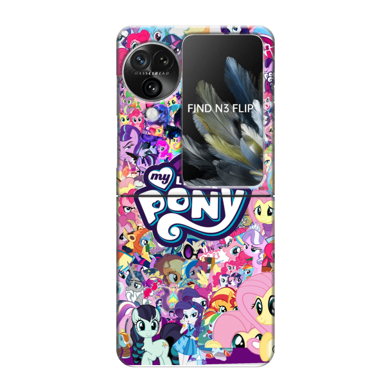 Пластиковый чехол на OPPO Find N3 Flip с принтом My little pony Дружба чудо Пластиковый чехол на OPPO Find N3 Flip с принтом My little pony Дружба чудо