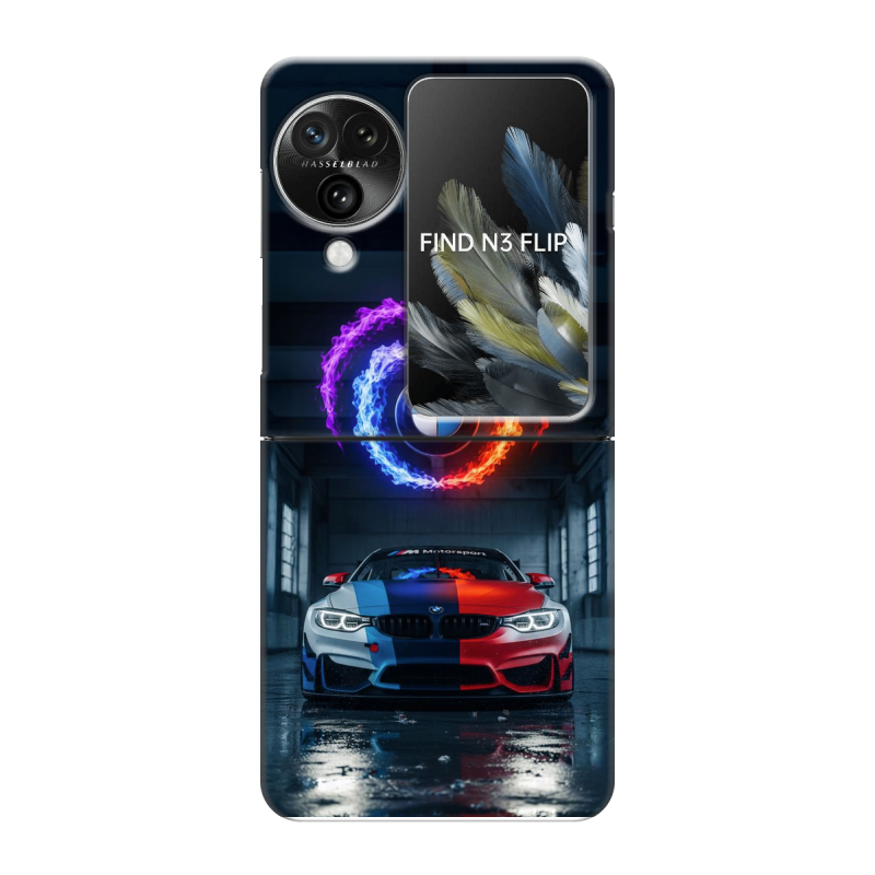 Пластиковый чехол на OPPO Find N3 Flip с принтом BMW БМВ Пластиковый чехол на OPPO Find N3 Flip с принтом BMW БМВ