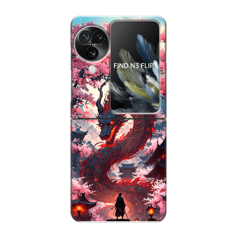 Пластиковый чехол на OPPO Find N3 Flip с принтом Дракон Японский Пластиковый чехол на OPPO Find N3 Flip с принтом Дракон Японский