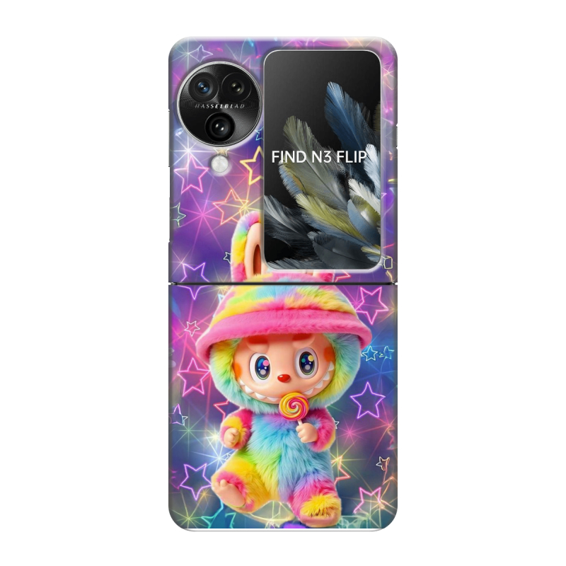 Пластиковый чехол на OPPO Find N3 Flip с принтом Labubu Лабубу Пластиковый чехол на OPPO Find N3 Flip с принтом Labubu Лабубу