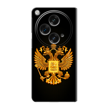 Пластиковый чехол на OnePlus Open с принтом Герб России желтый Пластиковый чехол на OnePlus Open с принтом Герб России желтый